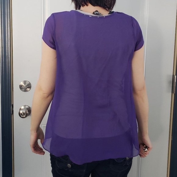 Y2K Purple and Gray‎ Fairycore Top - Picture 3 of 5